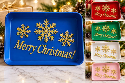 Christmas Tray with Sparkle Snowflakes
